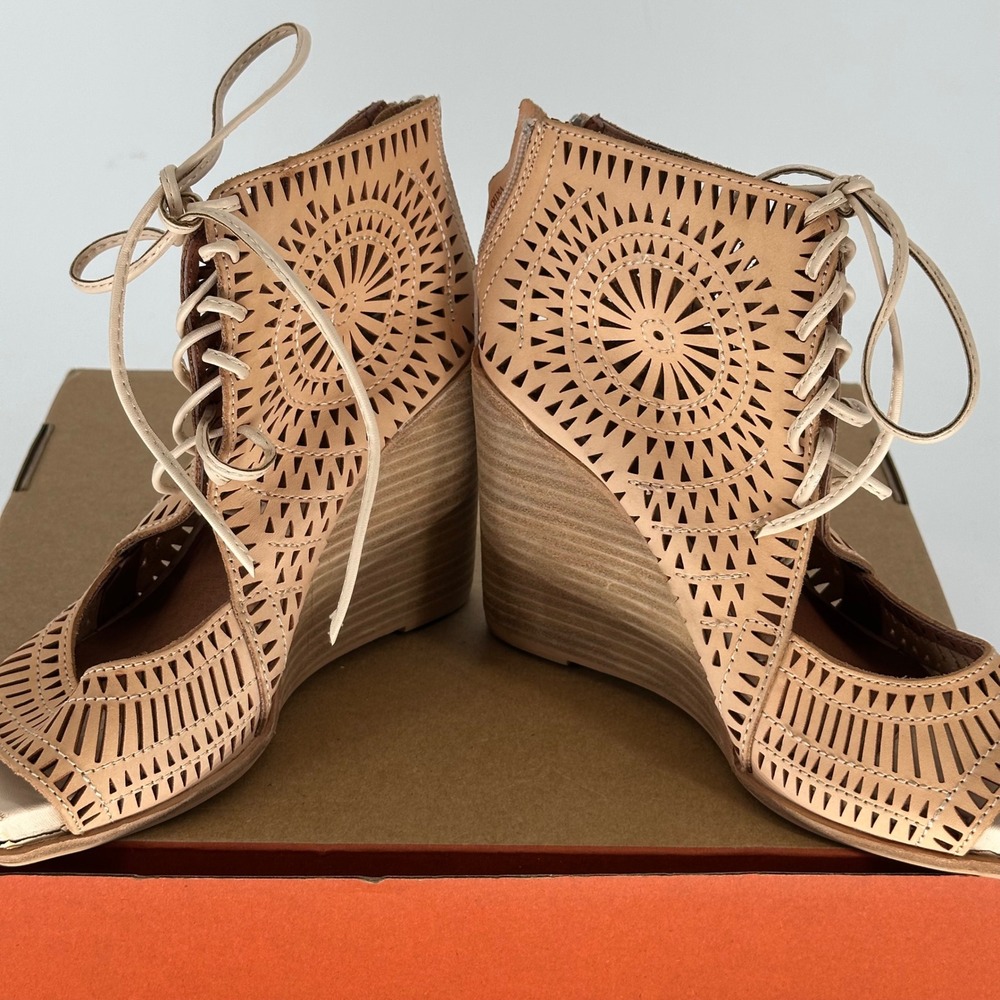 Jeffrey Campbell Rodillo Lace Up Wedge Sandal Heel Coastal‎ Boho Summer 6 - Picture 6 of 11